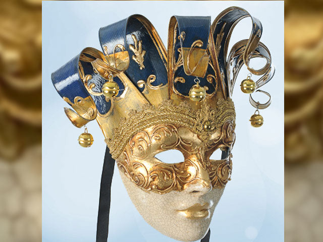 masque de Venise volto bleu et doré-masque de gala ou soirée-masques  venitien