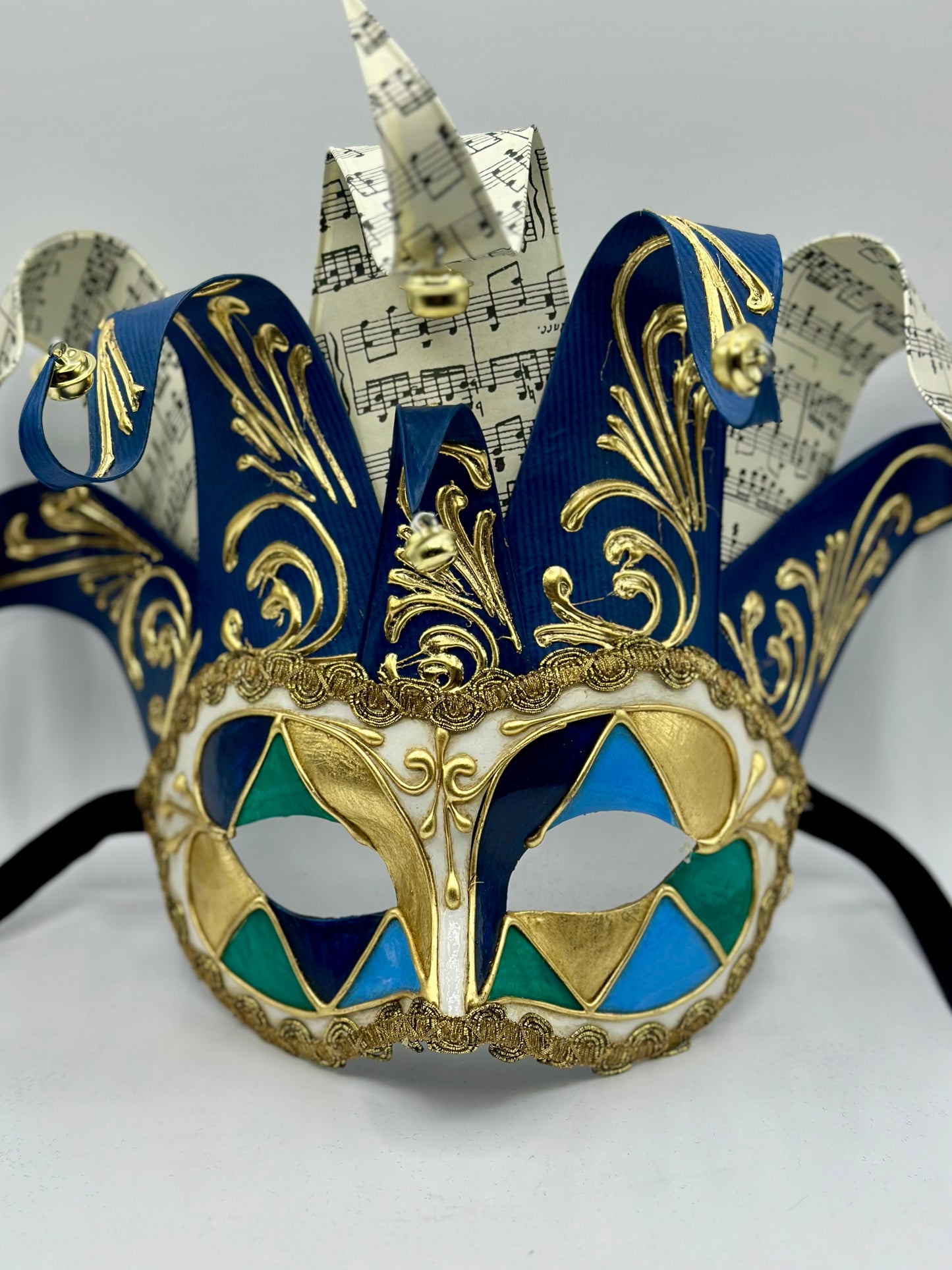 Venetian mask Jolly in blue - Masqeurade mask for men